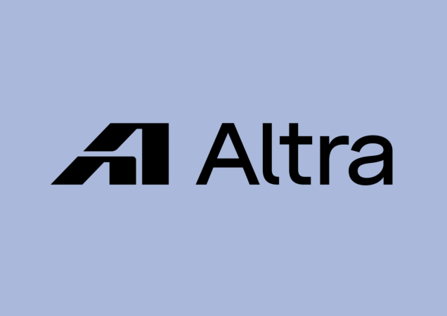 Altra logotipas violetiniame fone