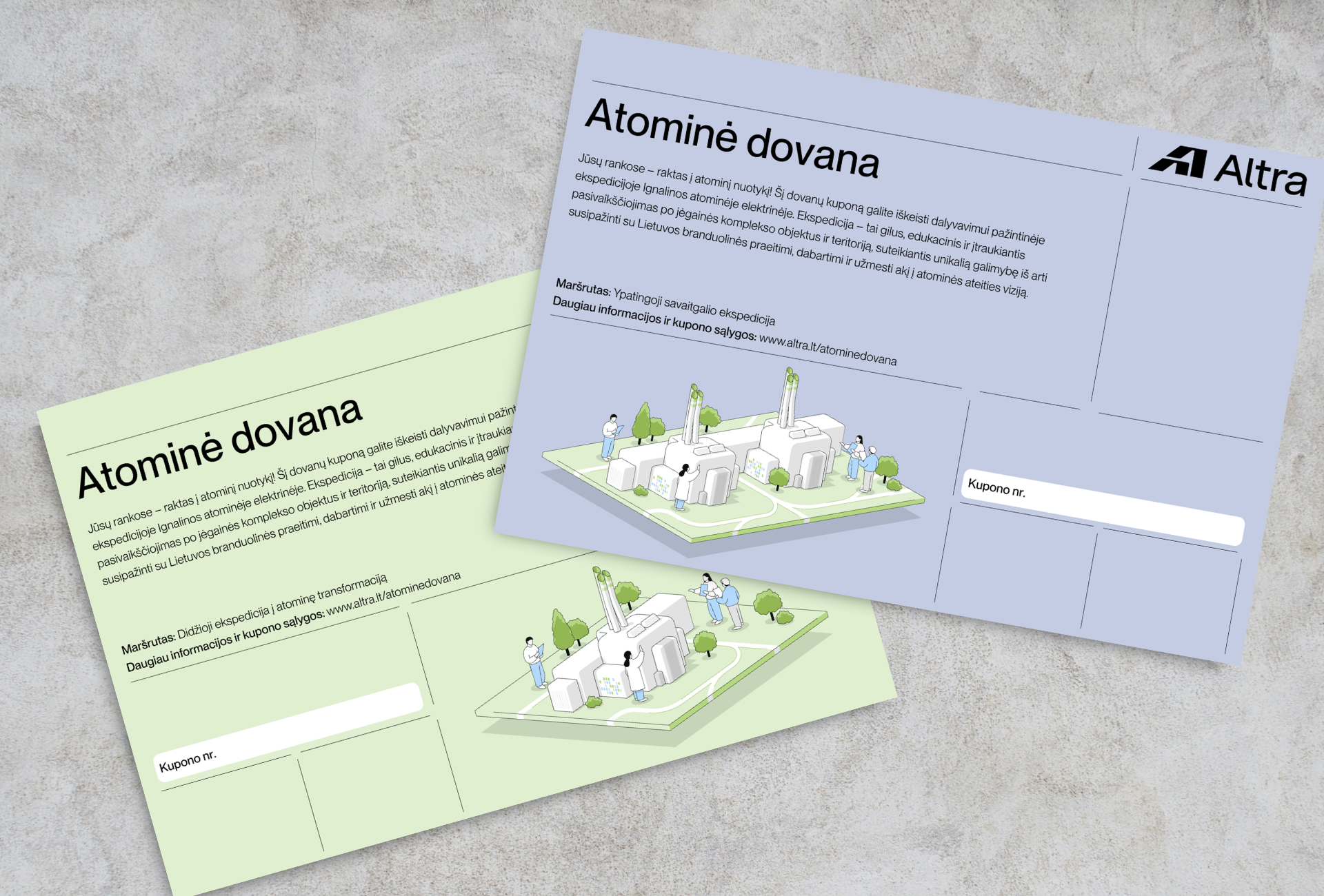 Ant pilko stalo matomi du dovanu kuponai atominėms ekspedicijoms